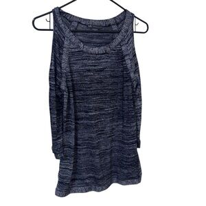 A/X Armani exchange metallic black gray peep shoulder long sleeve blouse size M